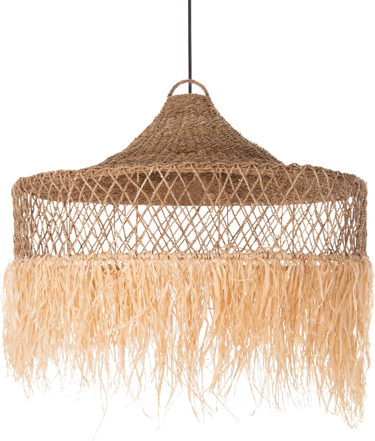 Llambë varëse tavani, fibra gjethe palme dhe thekë bar deti, Φ123x65H cm