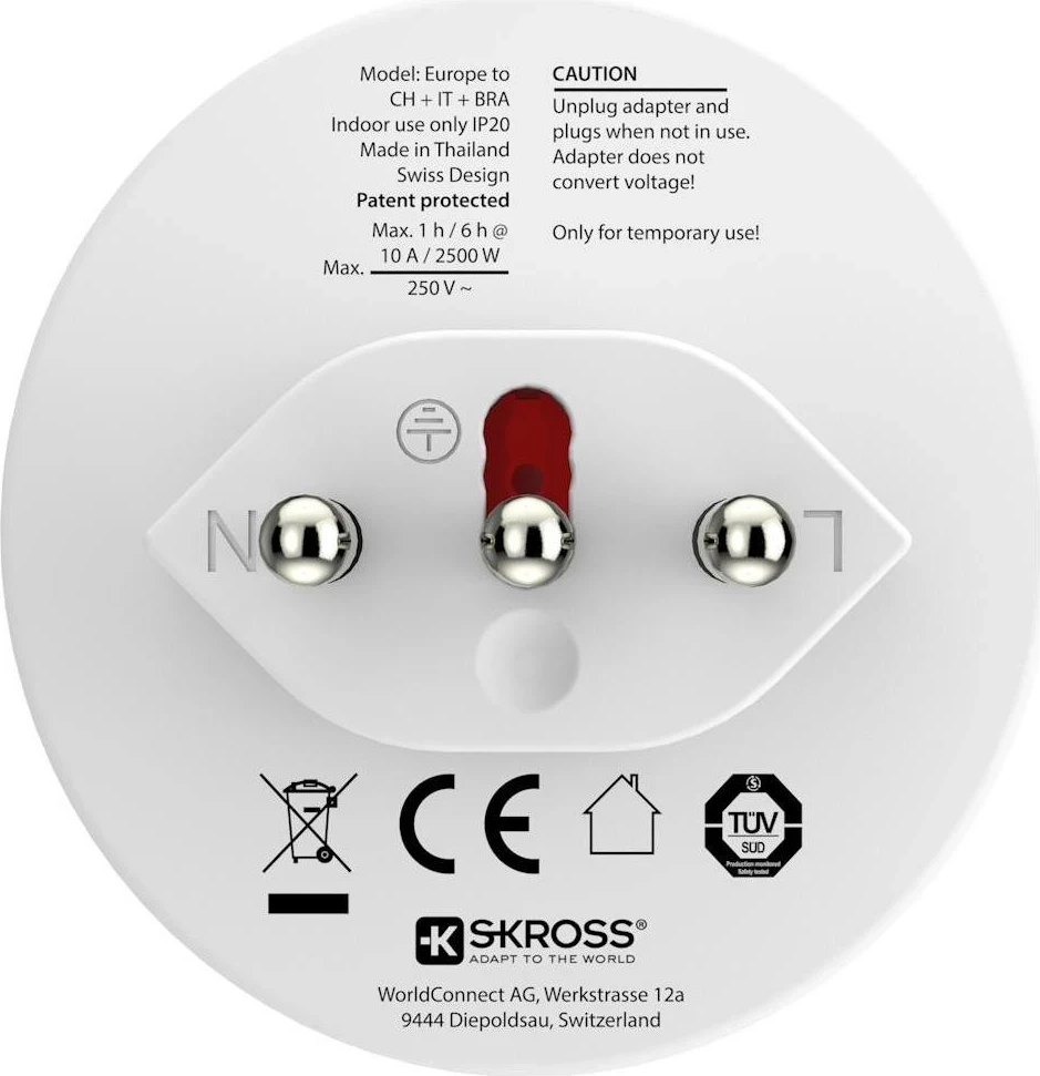 Adapter udhëtimi SKROSS Europe to CH+IT+BRA