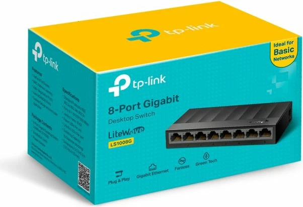 Switch TP-LINK LS1008G, 8-port Gigabit, desktop/mur, i zi