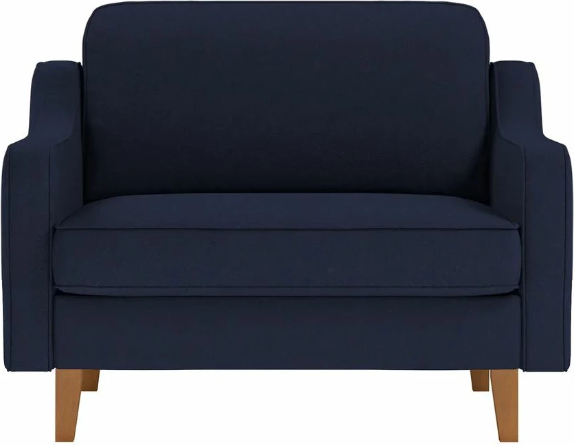Divan një vendësh Robin, ngjyrë blu nate, këmbë druri, Atelier del Sofa