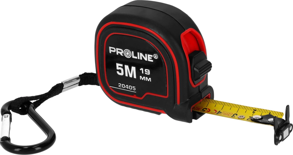 Metër PROLINE 20408 8m x 25mm, me magnet, shkallë dyanshme, me veshje najloni, e verdhë