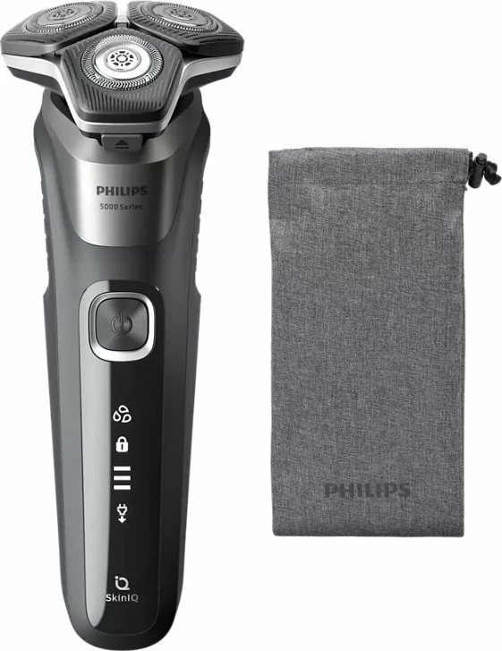 Makinë rroje Philips Series 5000 S5887/10, rrotulluese, wet & dry, Li-Ion, 60 min, gri, me çantë