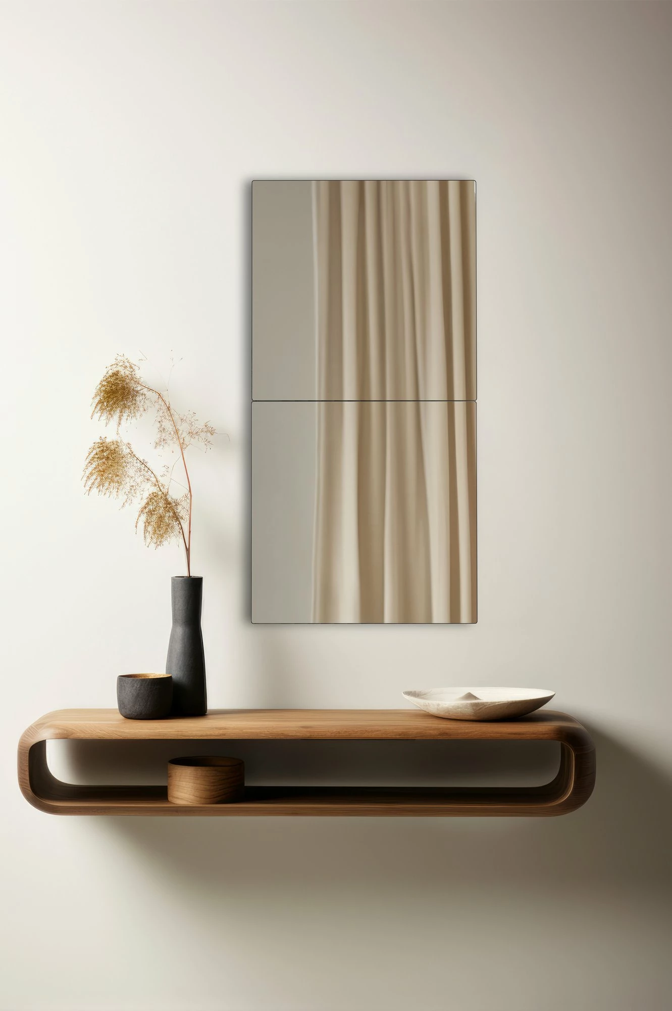 Pasqyrë drejtkëndëshe, argjend, Skye Decor, 20x40cm, 2 copë