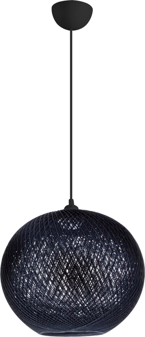 Llampë varëse tavani, FH7625.03, sferë pak ovale, litar i thurur, e zezë, për brenda