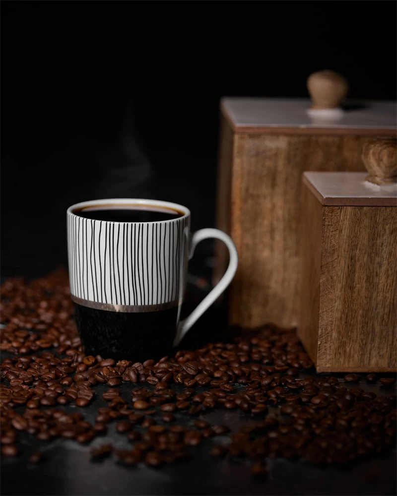 Filxhan City, porcelan New Bone China, bardhë, zi, ar, 8x8x11cm