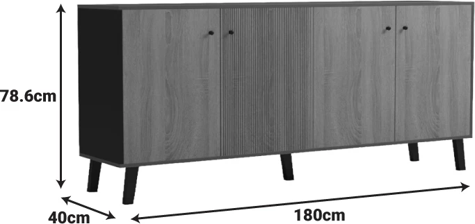 Bufe Tuscany, sonoma-antracit, 180x40x78.6cm