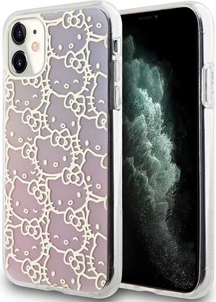 Mbështjellës Hello Kitty IML Gradient Electrop Crowded Kitty Head për iPhone 11/XR, Rozë