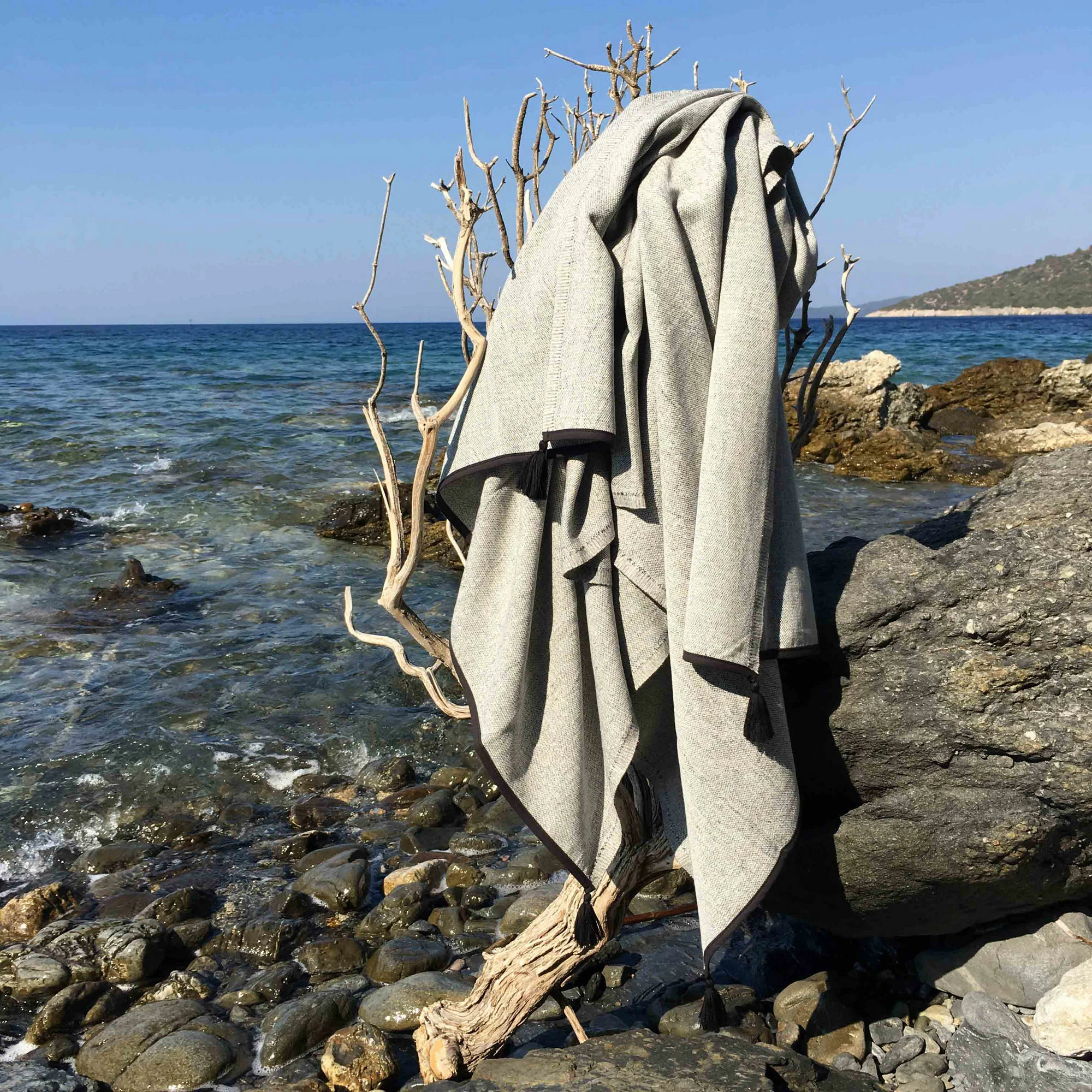 Peshqir plazhi Fouta Mijölnir Harmony, ngjyrë gri