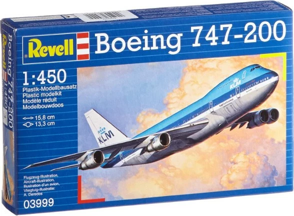 Model plastik aeroplani, Revell, Boeing 747-200 63999, shkallë 1:450, set me ngjitës e bojë