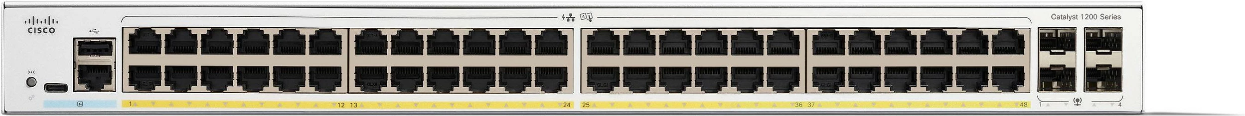 Switch Cisco Catalyst 1200, 48 porta GE PoE, i bardhë