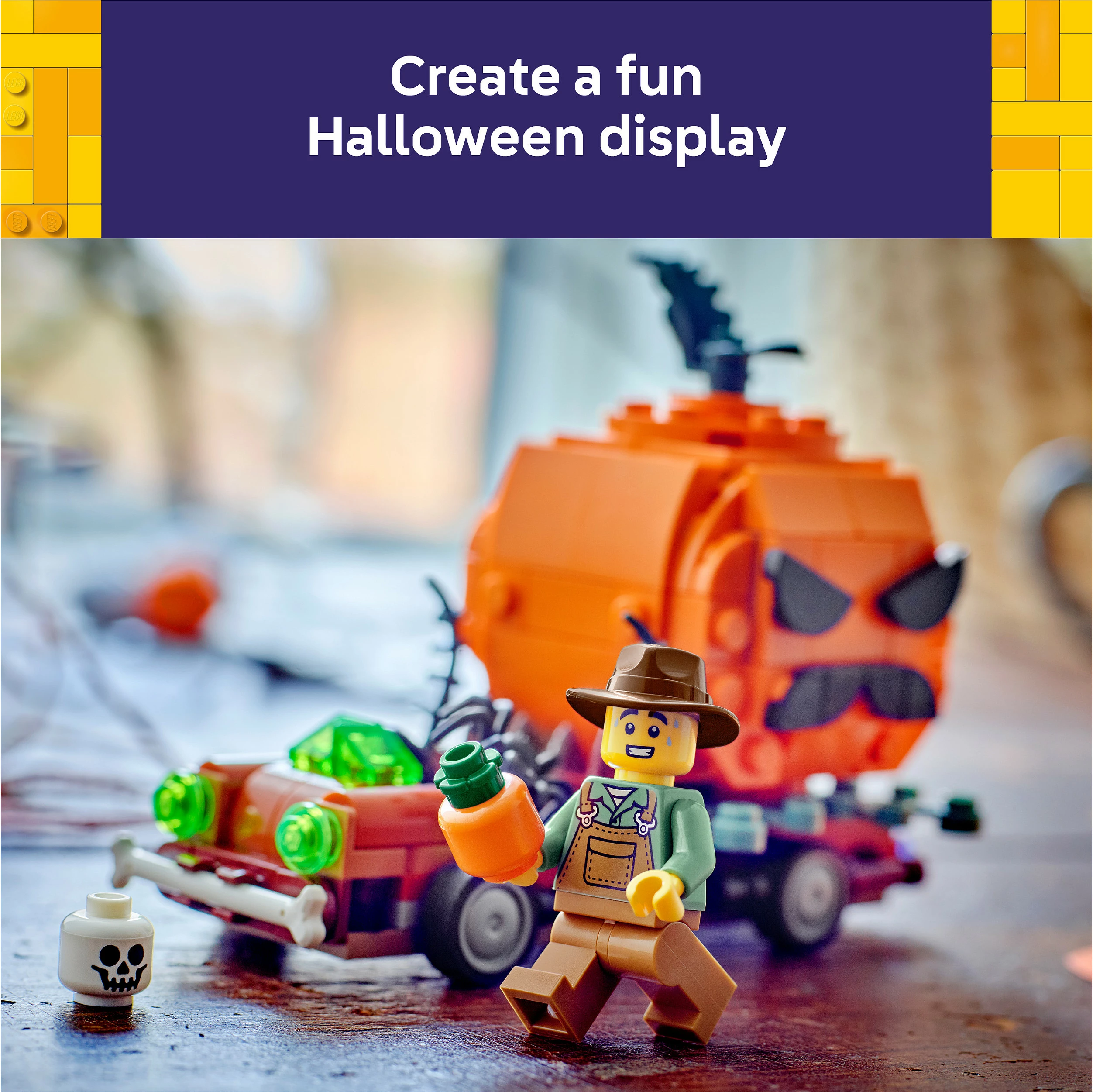 Set ndërtimi LEGO 40822 Jack-O-Lantern Pickup Truck, 177 pjesë, 8+, portokalli