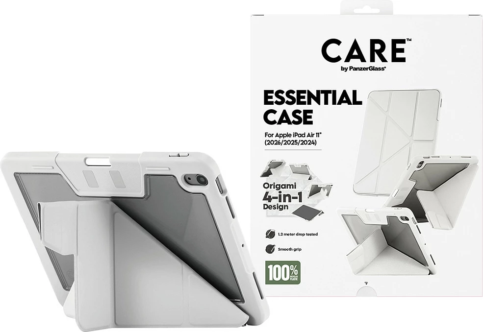 Mbështjellës PanzerGlass CARE Essential Case për iPad Air 11" (2024/2025), origami 4-në-1, me mbajtës Pencil, gri e çelët