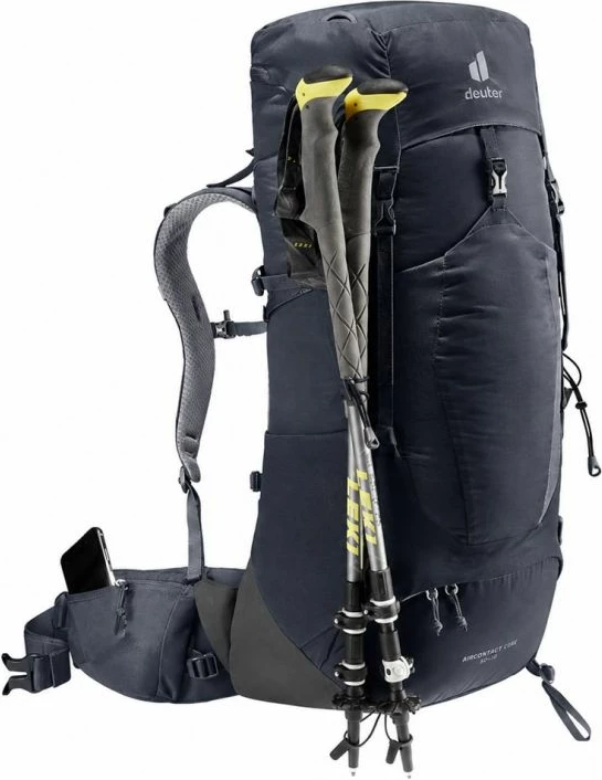Çantë shpine Deuter Aircontact Lite 40 + 10, e zezë/graphite