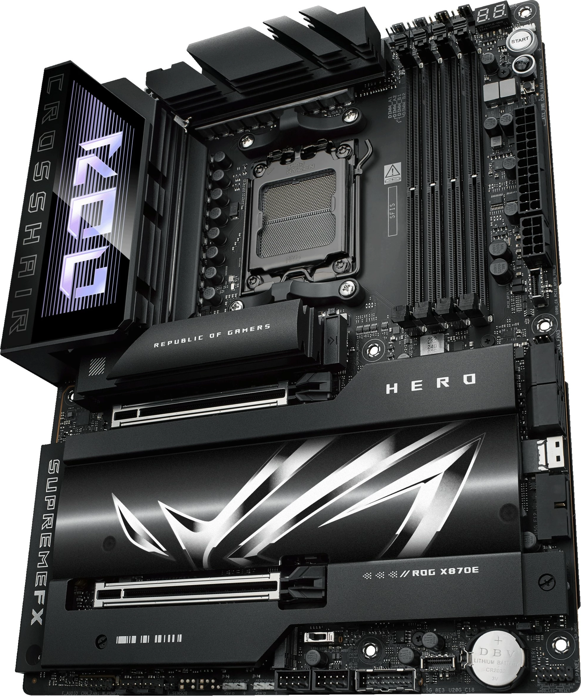 Pllakë amë ASUS ROG CROSSHAIR X870E HERO, AMD X870E, DDR5, ATX, Socket AM5, e zezë