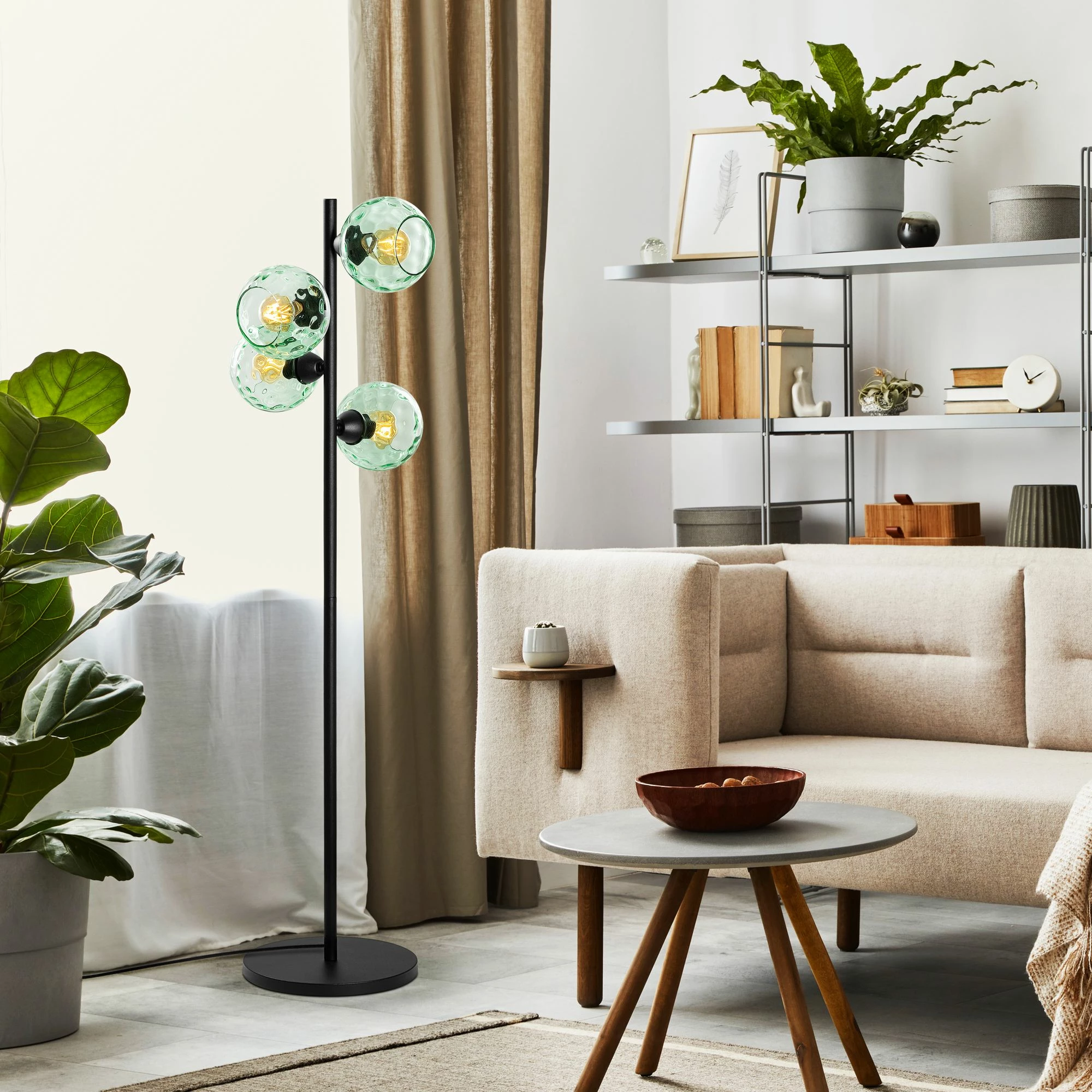 Llambë dyshemeje Opviq, Benek - 15 - 14535, ngjyrë mint dhe e zezë