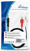 Kabllo audio MediaRange 2x RCA (Chinch) në 3.5mm, 1m, e zezë