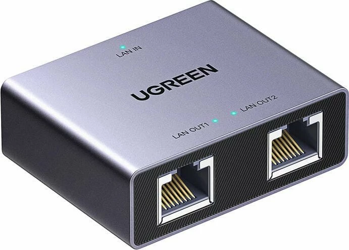 Adapter splitter Ethernet Ugreen NW301 1x2 1000Mbps RJ45, gri