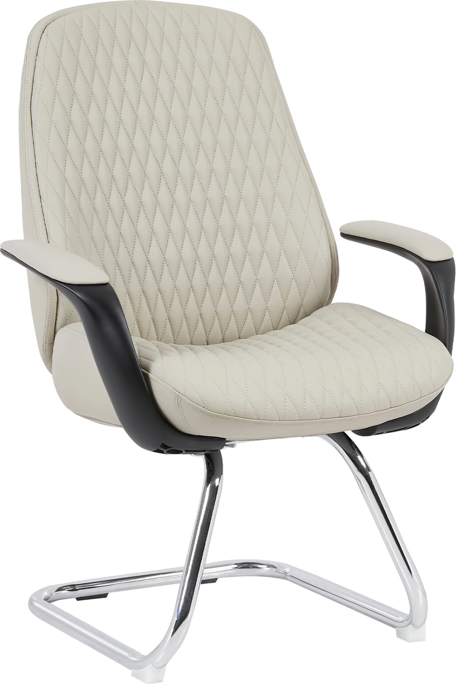 Karrige për vizitorë VELUM-s FH1235.02, lëkurë sintetike PU bezhë, bazë e kromuar, 71x60x100 cm