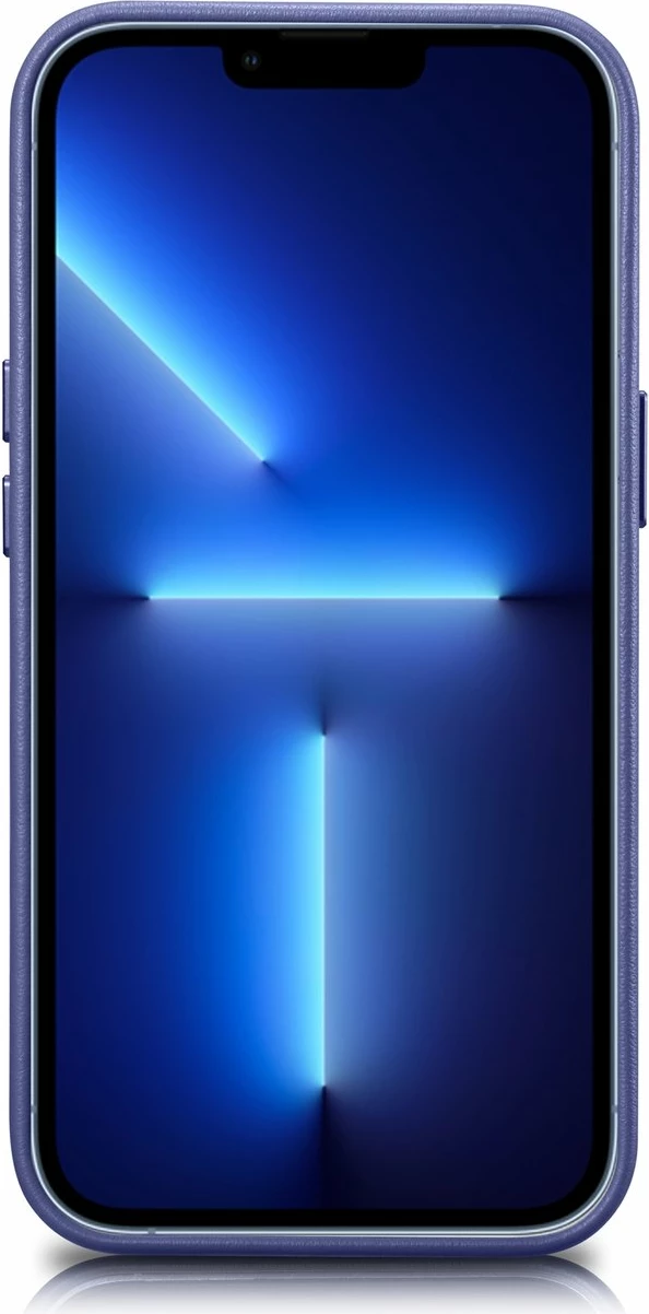 Mbështjellës iCarer për iPhone 14, lëkurë natyrale, MagSafe, vjollcë e çelët