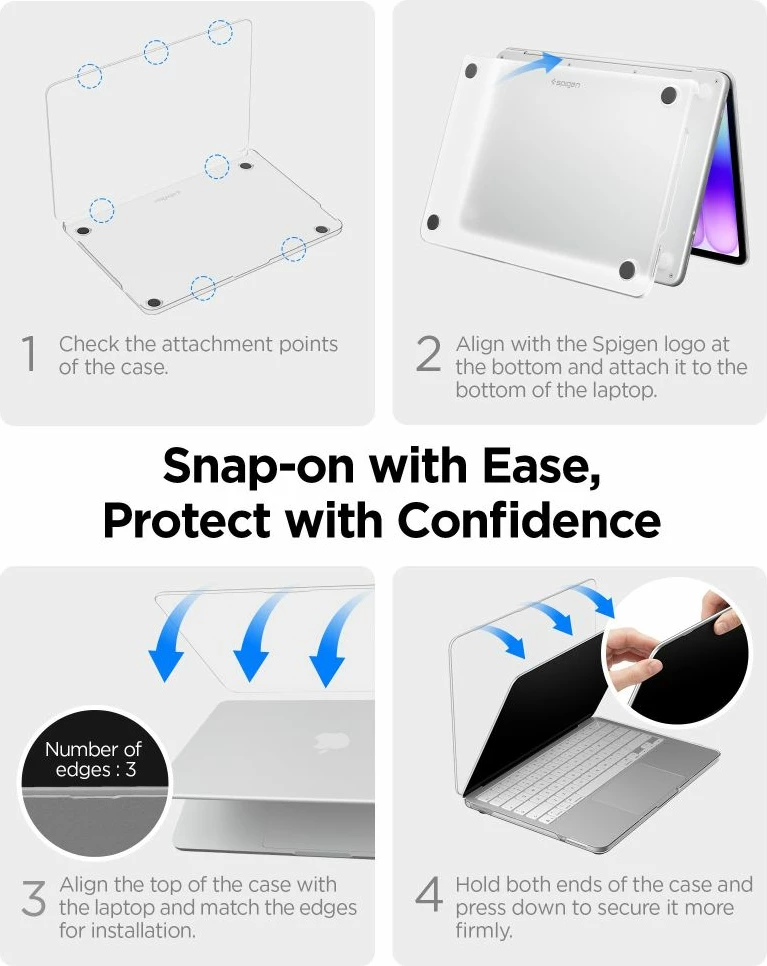 Mbështjellës Spigen AirSkin për Apple MacBook Neo 13" (2026) A3404, i hollë PC/TPU, snap-on, Blu mat