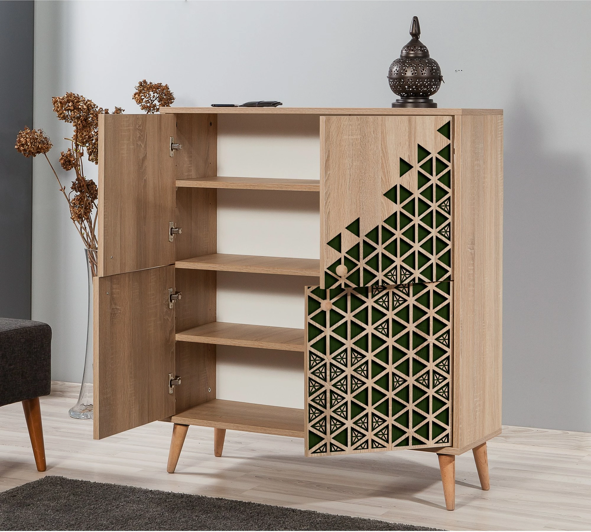 Dollap multifunksional Hanah Home, Multilux-121, ngjyrë lisi Sonoma