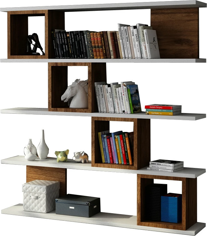 Raft librash Hanah Home, ngjyrë e bardhë dhe arre, Wind
