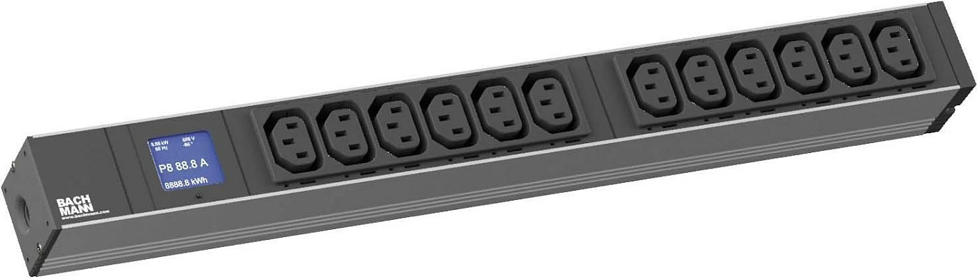 PDU Bachmann BN0500 19" 1U, 12x C13, matje rryme, kabllo 2 m, e zezë