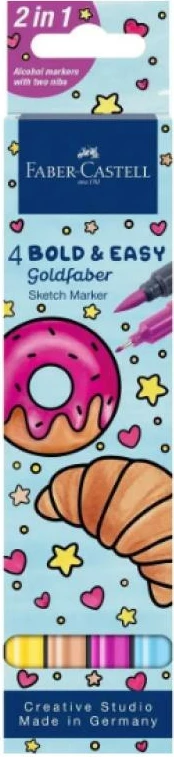 Set markerësh Faber-Castell Goldfaber Sketch Marker FC-164817, 2-në-1 me majë brush, 4 copë