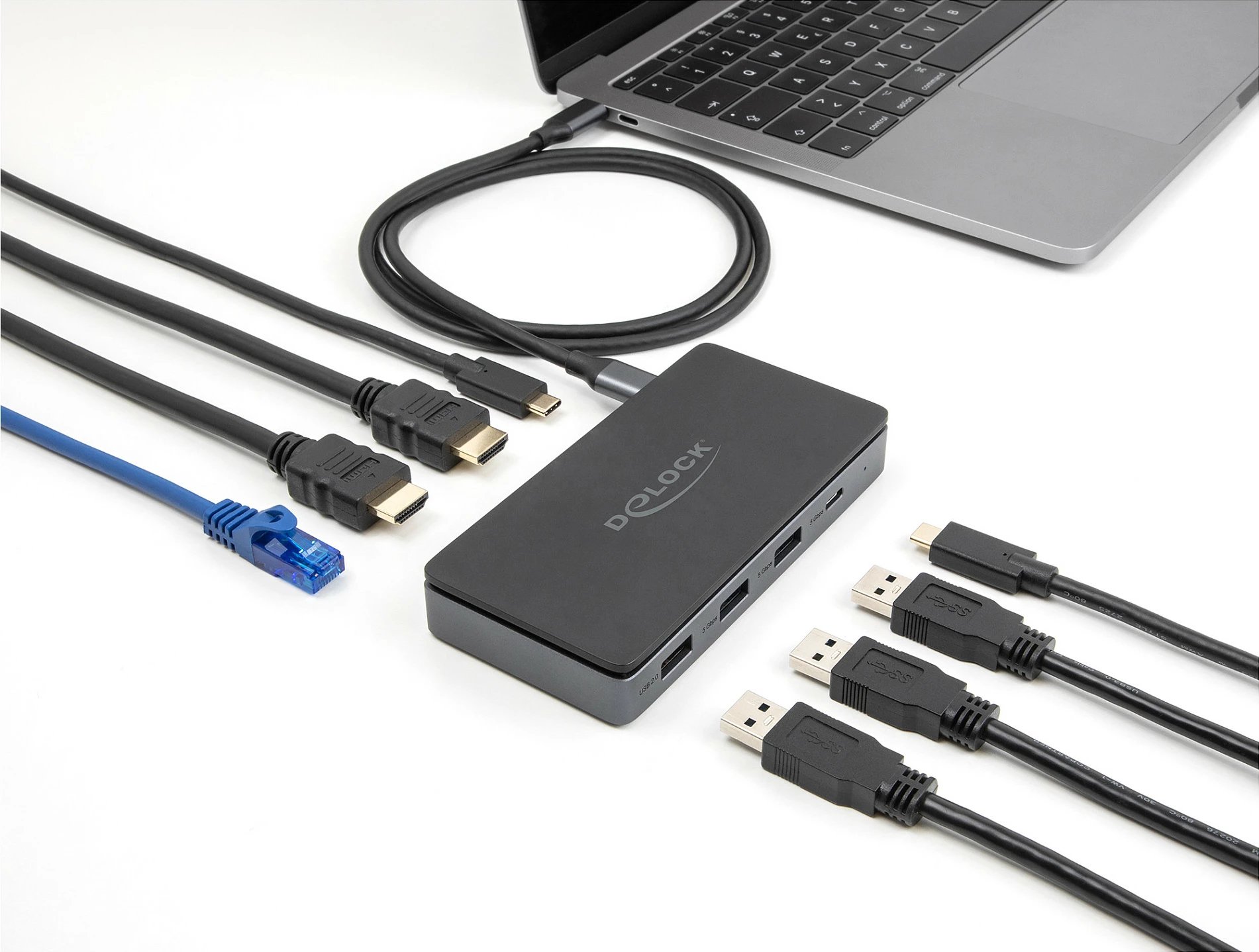 Docking stacion DeLOCK USB-C, Dual HDMI 4K, Gigabit LAN, PD 85W, zi/gri