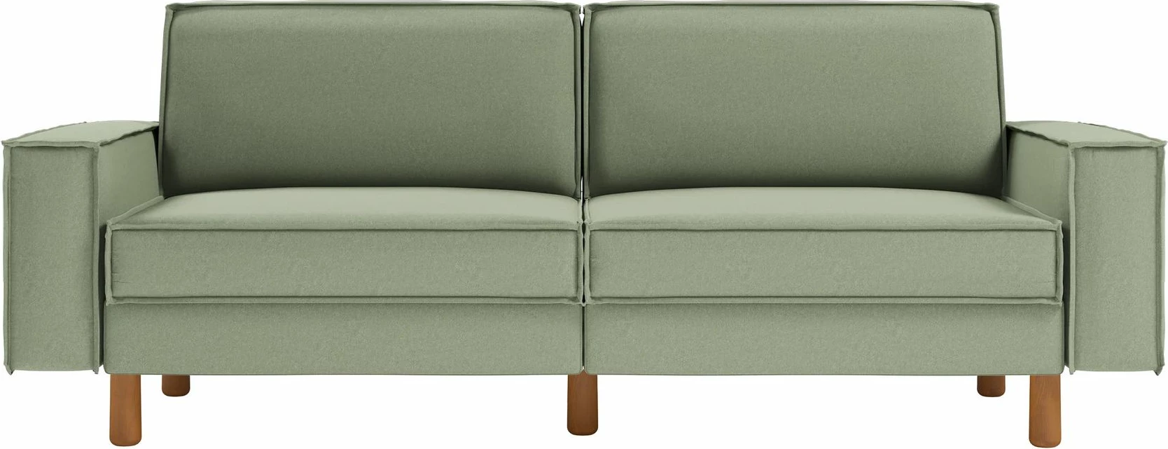 Divan treshe Atelier del Sofa, ngjyrë jeshile deti, këmbë dru arre