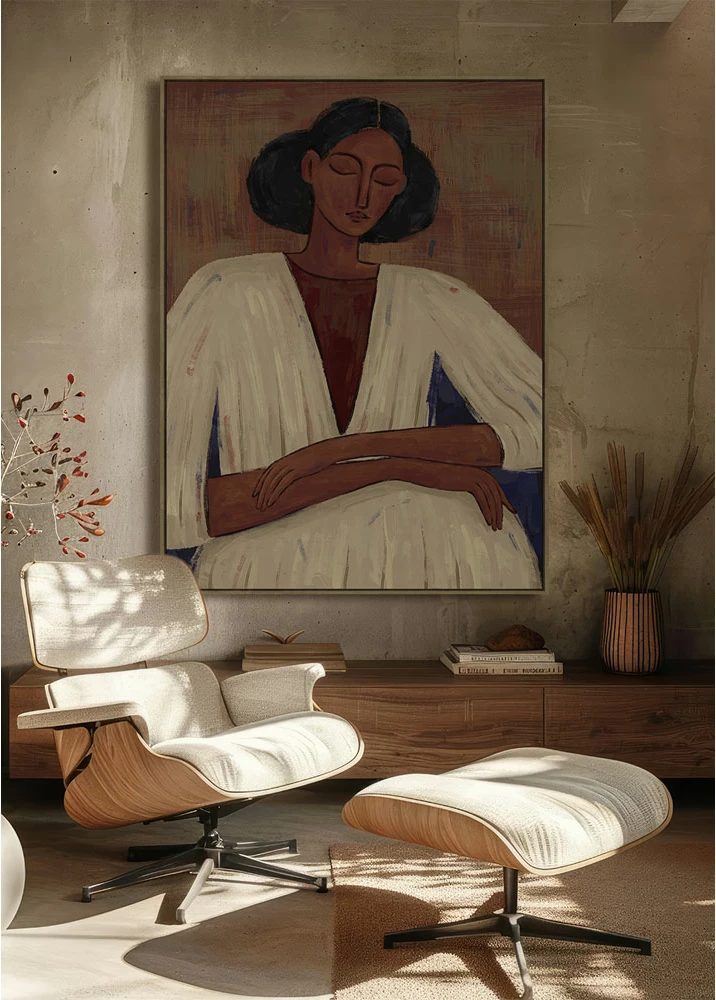 Pikturë dekorative Pensiero me kornizë, kanavacë, ngjyrë kafe, shumëngjyrëshe, dru natyral, 120x90x4cm