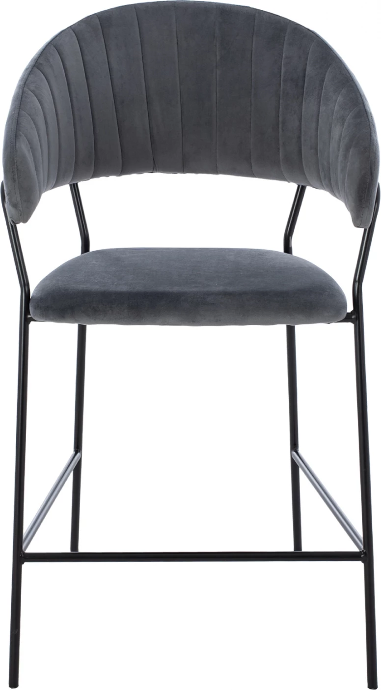 Karrige për bar, lartësi mesatare, ΗΜ8734.01, kadife gri me kornizë të zezë, 60x55x100 cm, set prej 2 copë