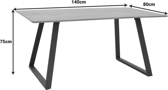 Tavolinë Winor, ngjyrë natyrale, këmbë metalike të zeza, 140x80x75cm