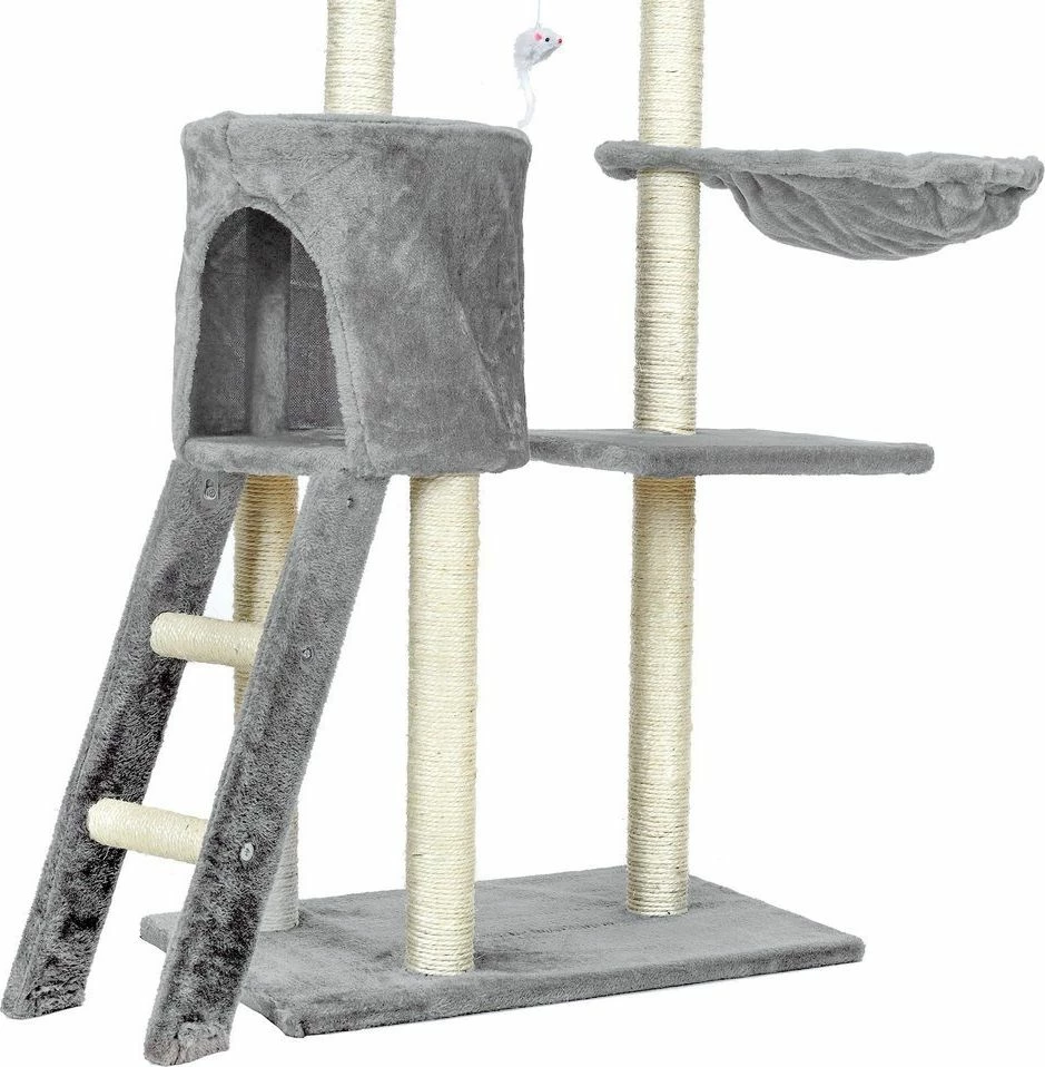 Kullë gërvishtëse për mace Funfit Universal 1808 XL me lodra, sisal natyral, gri