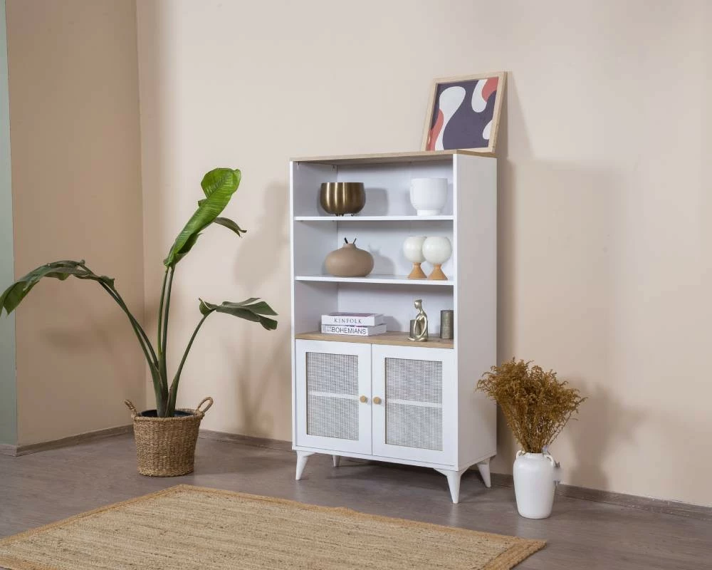 Raft librash Skye Decor, Calvin, i bardhë dhe lis