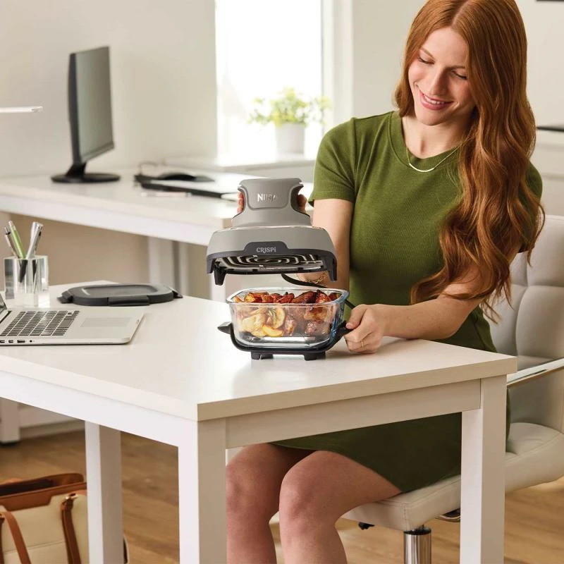Fritezë ajri, Ninja, CRISPi FN101EUST, 4-në-1 1700W, me 2 enë qelqi 3.8L + 1.4L, Stone