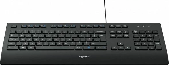 Tastierë Logitech K280e 920-005217, me kabllo USB, layout UK, me numpad, me mbështetëse për kyçet, e zezë