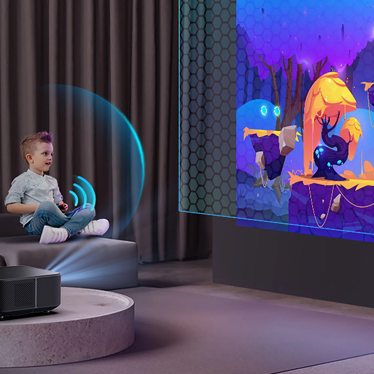 Projektor multimedial Yaber K3 Pro me JBL altoparlantë dhe subwoofer, FullHD 1080p, i zi