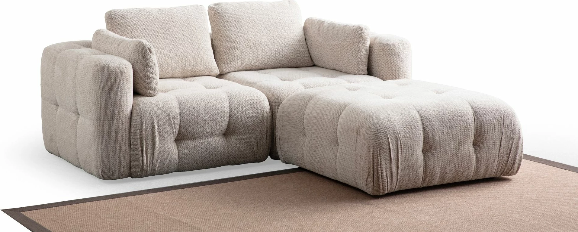 Këndare Amaris me pouffe, 2 vende, bezhë