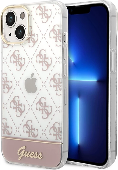 Mbështjellës Guess 4G Pattern Script për iPhone 14 Plus 6.7\", hardcase TPU/PC, rozë