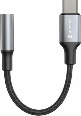 Audio adapter Swissten Textile USB-C (mashkull) / 3.5mm AUX 0.15M, i zi