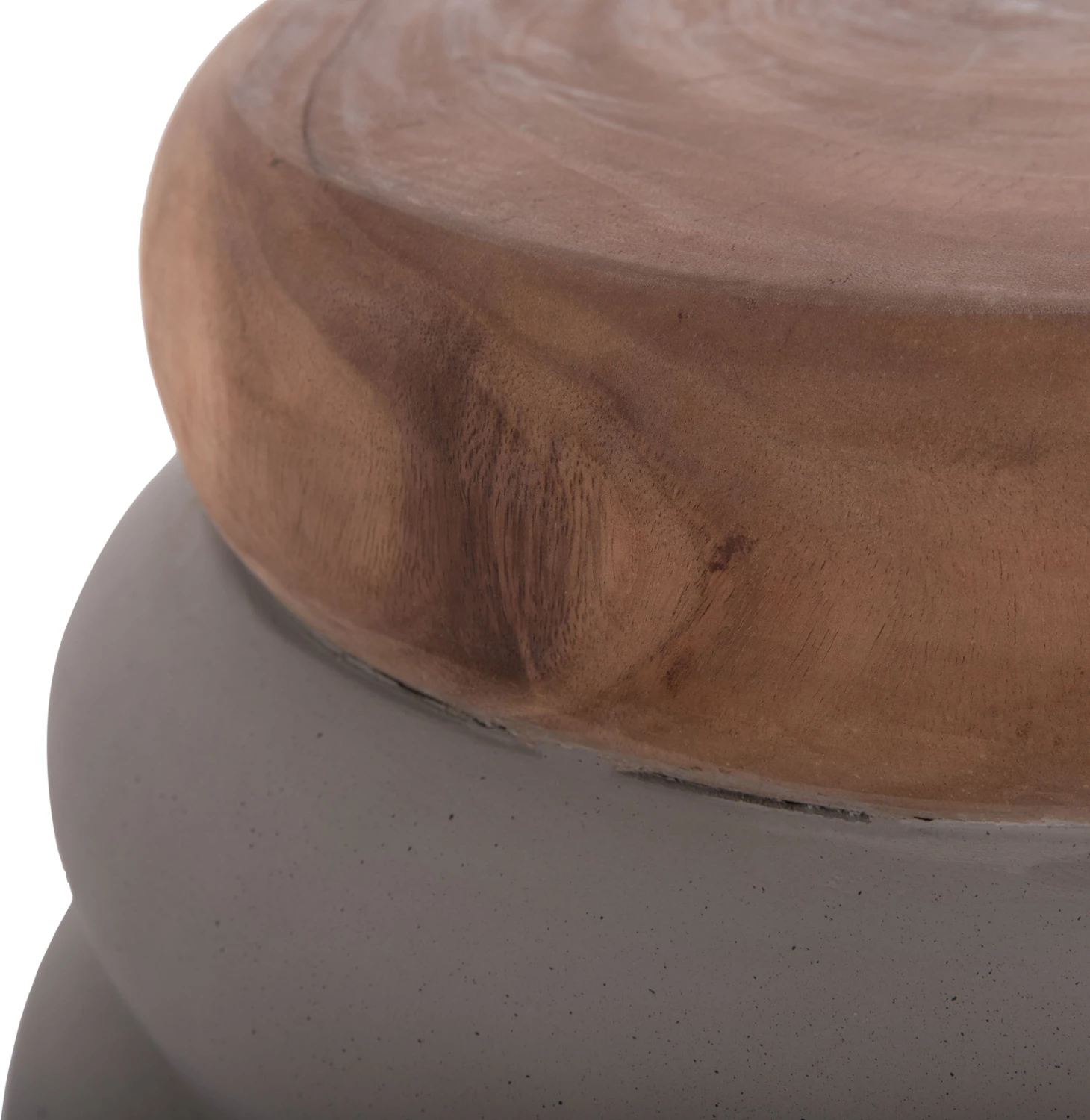 Tavolinë anësore PUFFAT, fibër-cement gri, sipërfaqe dru tik, FH18172.03, 45x46cm