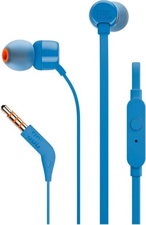 Kufje JBL T110, me kabllo 3.5 mm, me mikrofon, 1.2 m, blu