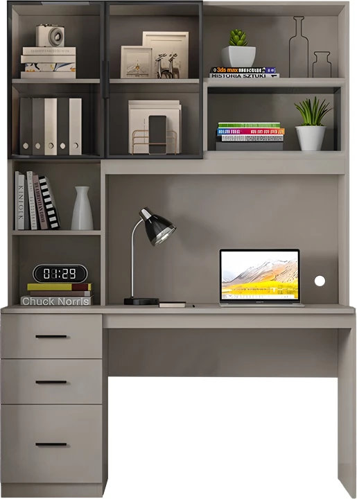 Tavolinë kompjuteri me raft librash Citoro MDF ngjyrë bezhë 120x50x180cm