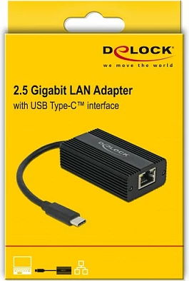 Adapter rrjeti DeLOCK 65990 USB-C në RJ45, 2.5 Gbps, i zi