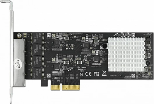 Kartë rrjeti DeLOCK PCIe x4 RTL8125B, 4x RJ45 2.5GbE, e brendshme, zezë/metalike