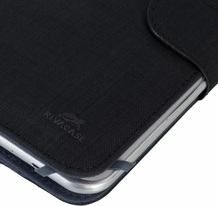 Mbështjellës për tablet RIVACASE 3312, universal 7", funksion stand, poliuretan/mikrofibër, i zi