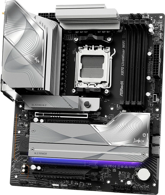 Pllakë amë ASRock X870 LiveMixer WiFi, Socket AM5, DDR5, ATX, Wi‑Fi 7, e zezë/argjendtë