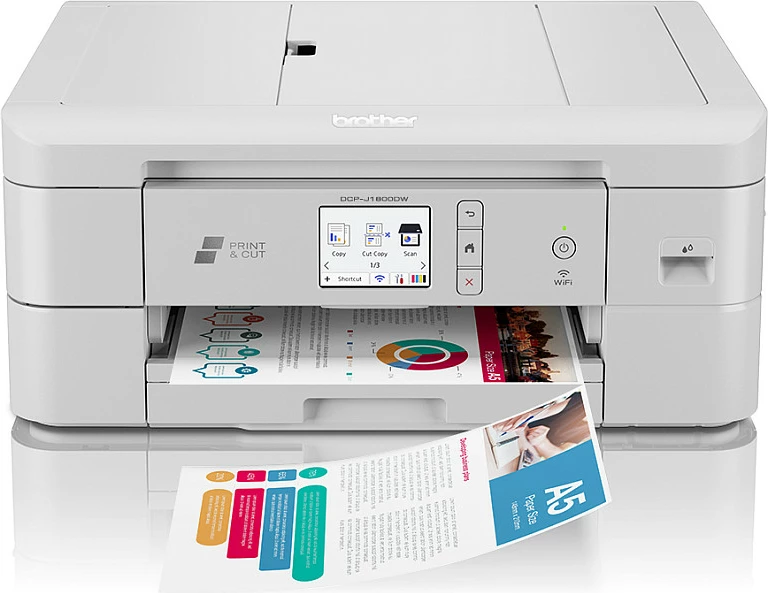 Printer multifunksional Brother DCP-J1800DW, Inkjet, Print & Cut, A4/A5, Wi‑Fi, Duplex, i bardhë