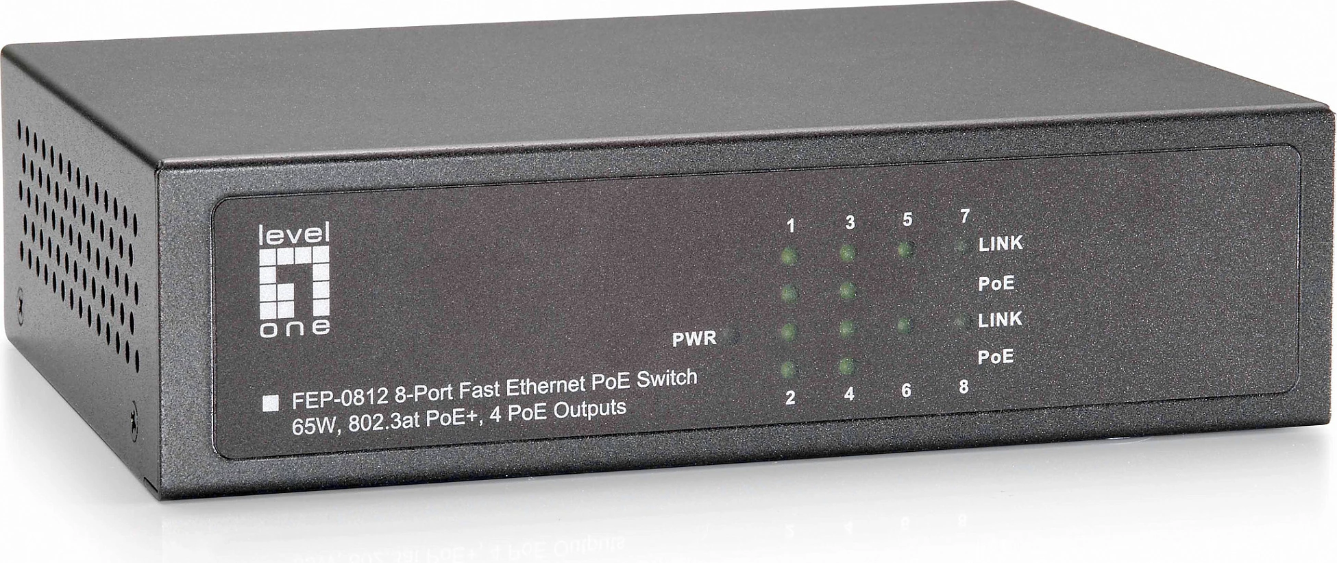 Switch PoE LevelOne FEP-0812, 8-Port 10/100, 4x PoE 65W, Rackmount, i zi